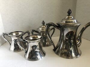 Antique Wm Rogers Quadruple Silver Plate Coffee Tea Creamer Sugar