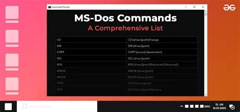 Ms Dos Commands A Comprehensive List Geeksforgeeks