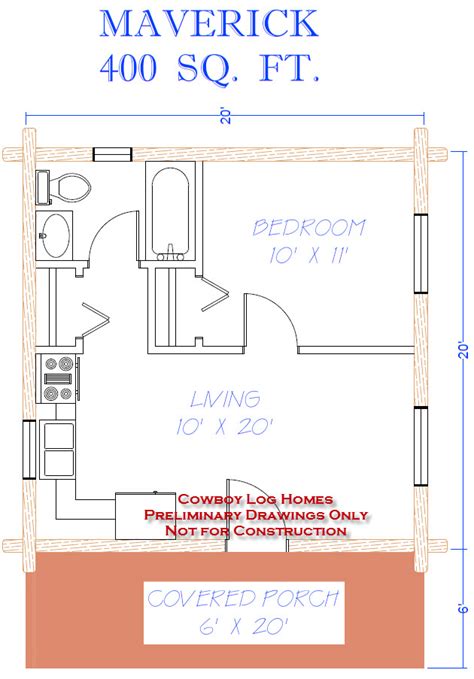 Maverick Plan 400 Sq Ft Cowboy Log Homes