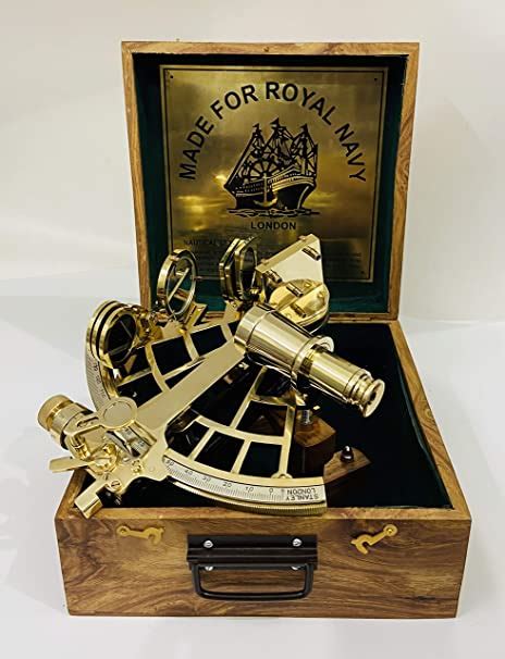 nautical 9 brass hand made polished brass sextant with wooden box navigation sextant real