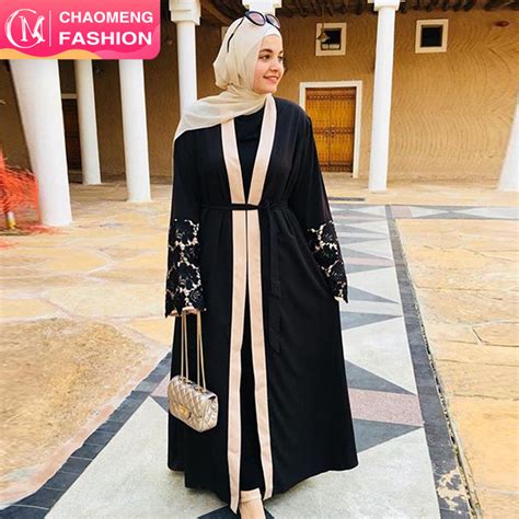 2020 latest new designs embroidery cardigan islamic clothing fashion front open kimono arabic