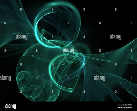 Glowing Ligh Green Curved Energy Lines Over Dark Abstract Background