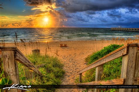 Lake Worth Beach At The Stairway Entrance Hdr Photography By Captain Kimo