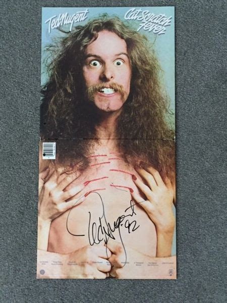 Ted Nugent Signed Album Cover Cat Scratch Fever 1992 History Makers