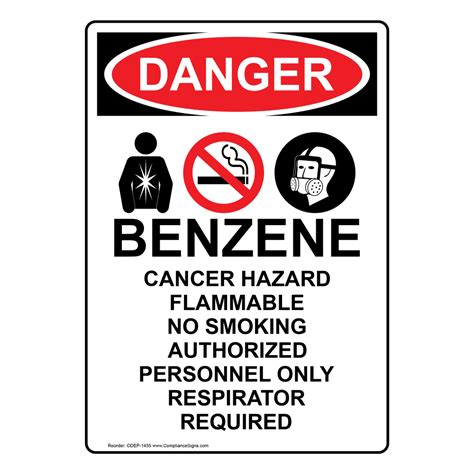 Vertical Benzene Cancer Hazard Sign Osha Danger