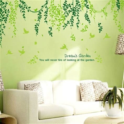 #wall home decor #wall decor #home accessories #home. Plant Modern Wall Sticker Green Leaves Curtain Wall ...