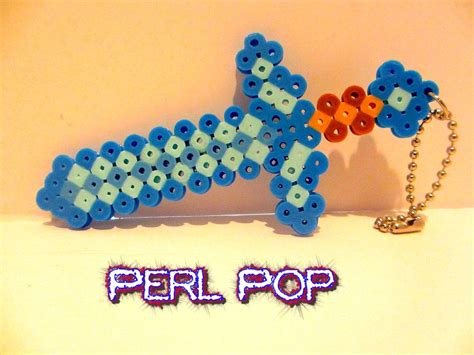 Minecraft Perler Diamond Sword Pixel Art Bead Sprite A Photo On