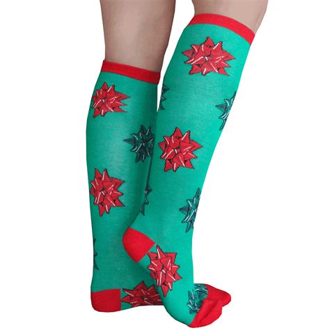 knee high socks with christmas bows