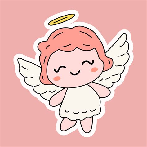 Cute Cartoon Angel Vector Illustration For Mascot Logo Or Sticker