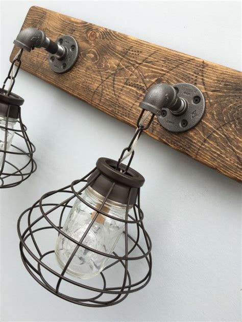 Enjoy vintage industrial style with modern convenience. Vanity Light Fixture, 2 Mason Jar Light Fixture with Shade ...