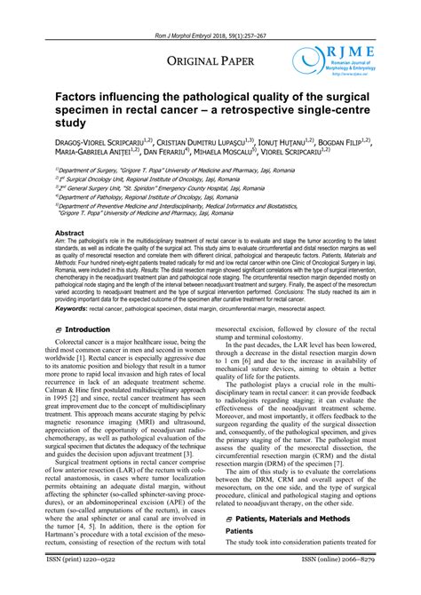 PDF Factors Influencing The Pathological Quality Of The Surgical