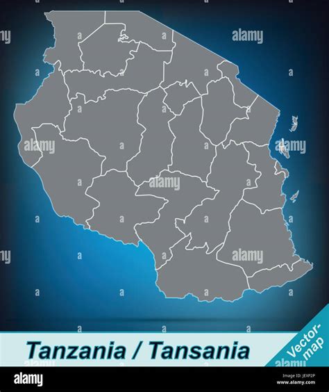 Border Map Of Tanzania With Borders In Bright Gray Stock Vector Image