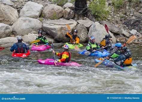 Group Of Kayakers Waiting To Compete Editorial Stock Photo Image Of