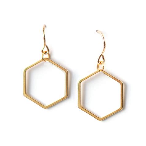 Hexagon Minimal Geometric Shape Hook Earrings Colourful And Unique