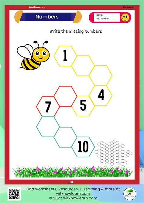 Free Missing Number 1 To 10 Worksheets For Nursery Students