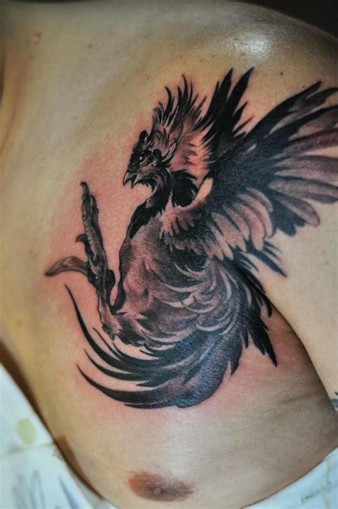 Pin By Chronic Ink Tattoo On Black And Grey Asian Tattoos Rooster Tattoo Fighting Tattoo