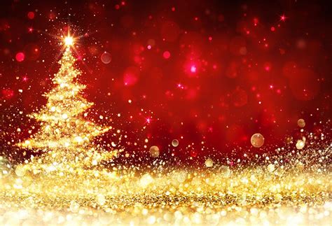 Gold Xmas Tree Red Christmas Backdrop For Photography Lv 821 Dbackdrop