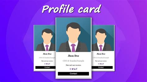 Profile Card Creation Using Html 5 And Css 3 Youtube