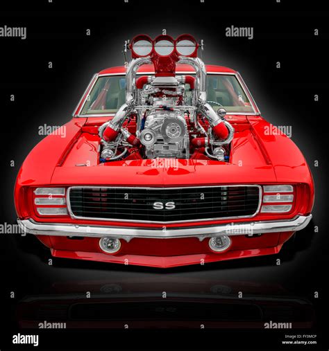 A Dramatic Head On View Of A 1969 Chevrolet Camaro Ss Pro Street Style