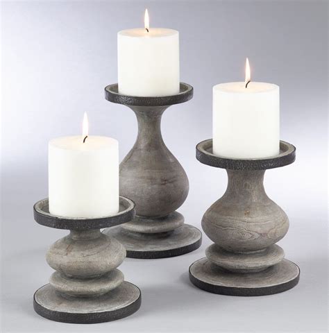 Weathered Candle Holder Wooden Pillar Candle Holders Wooden Candle