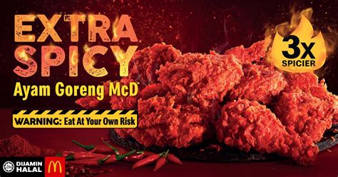 Available between 10.30am and 10.30pm at participating restaurants for a limited time. McDonald's® Malaysia | Statement on the new Extra Spicy ...