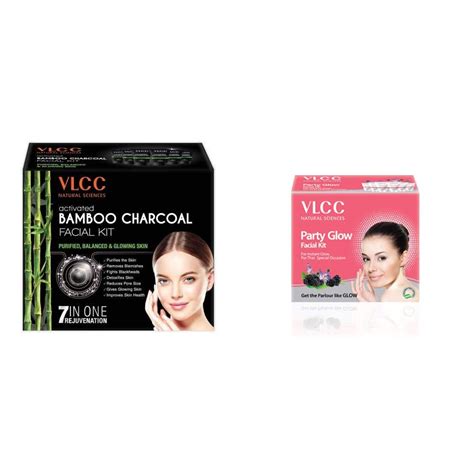 Vlcc Activated Bamboo Charcoal Facial Kit G And Vlcc Party Glow