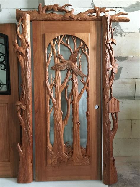 Custom Hand Carved Pheasant Door Wood Doors Monarch Custom Doors
