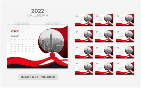 Premium Vector Modern Abstract 2022 Desk Calendar Design Template