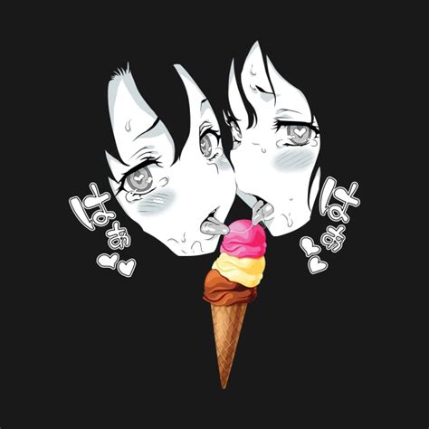 ahegao face anime girls licking napolitan ice cream ahegao face t shirt teepublic