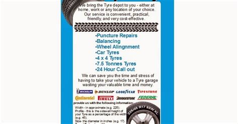 Business Templates Forms Mobile Tyre Fitting Leafletsflyerbusiness