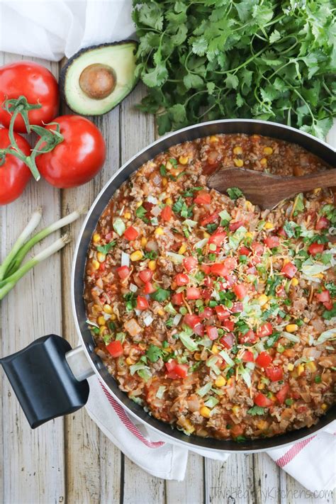 One Pot Mexican Rice Skillet Dinner Two Healthy Kitchens