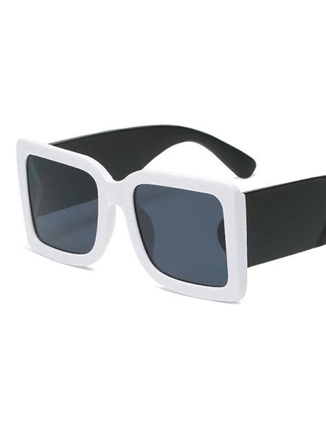 fashion white large frame square contrast sunglasses
