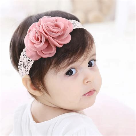 1pc Chiffon Flower Headband For Girls Hair Accessories Baby Girls Pink