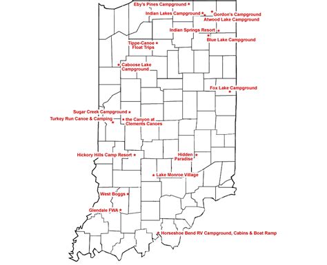 Campgrounds Index For Indiana