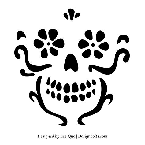 Skeleton Sugar Skull Free Pumpkin Stencil Pumpkin Pattern