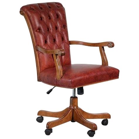 Italian Walnut And Calf Leather Designer Office Chair For Sale At