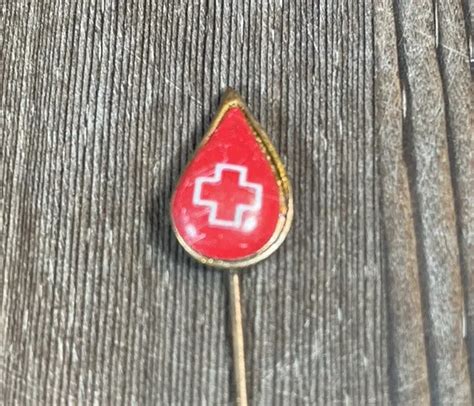 Vintage Red Cross Blood Drop Donor Pin Hat Stick Lapel Collectible 6