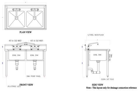 Kitchen Sink Drawing Plan Sink Kitchen 2d Dwg Drawings Automation Units