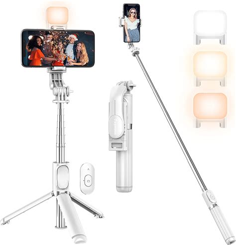 selfie stick with fill light tupwoon extendable [42 inch] selfie stick with detachable remote