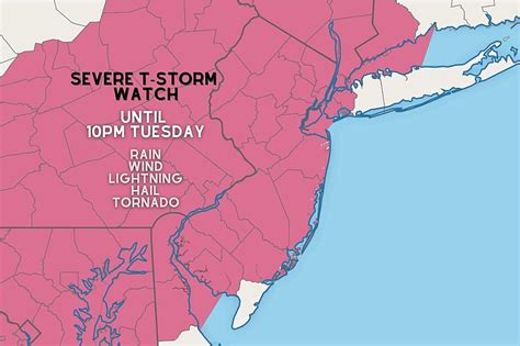 Severe T Storm Watch Until 10pm Strong Storms Crashing Into Nj