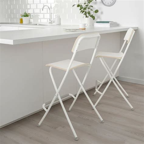 FRANKLIN Bar stool with backrest, foldable, white/white, 243/4"  IKEA