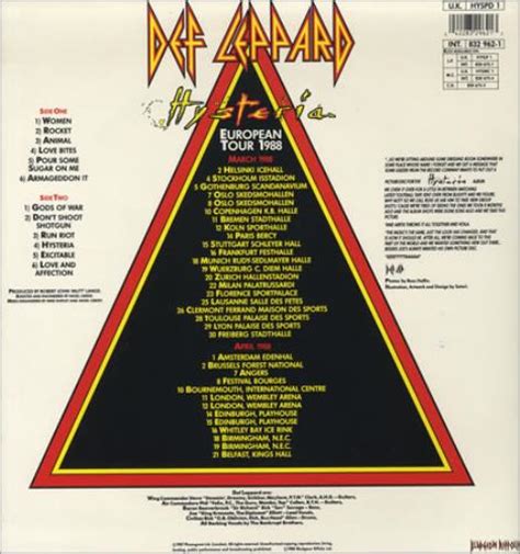 Def Leppard Hysteria Uk Picture Disc Lp Vinyl Picture Disc Album 613