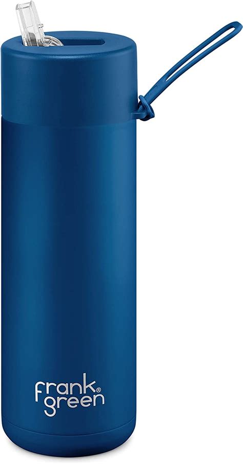 Frank Green Ceramic Reusable Bottle With Straw Lid 20oz595ml Capacity Deep Ocean