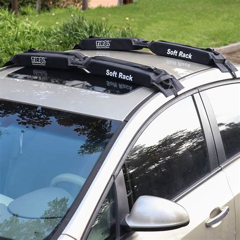 Smartspec Car Soft Roof Rack Foldable Roof Bars 2pcs Black Luggage Easy