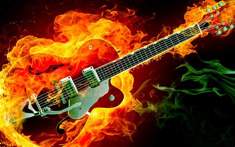 38 Guitar On Fire Wallpaper Wallpapersafari