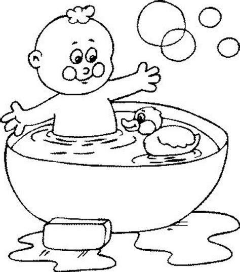 Desenho De Bebê No Banho Para Colorir Tudodesenhos