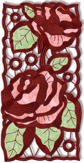 Cutwork Lace Applique Rose Panel Embroidery Designs
