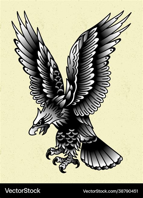 Eagle Tattoo Flash Traditional Royalty Free Vector Image