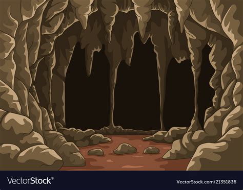 Cartoon The Cave With Stalactites Royalty Free Vector Image