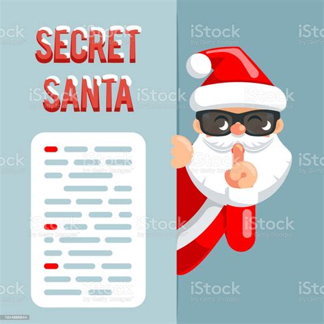 Secret Santa Claus Peeking Out Corner Cartoon Character
